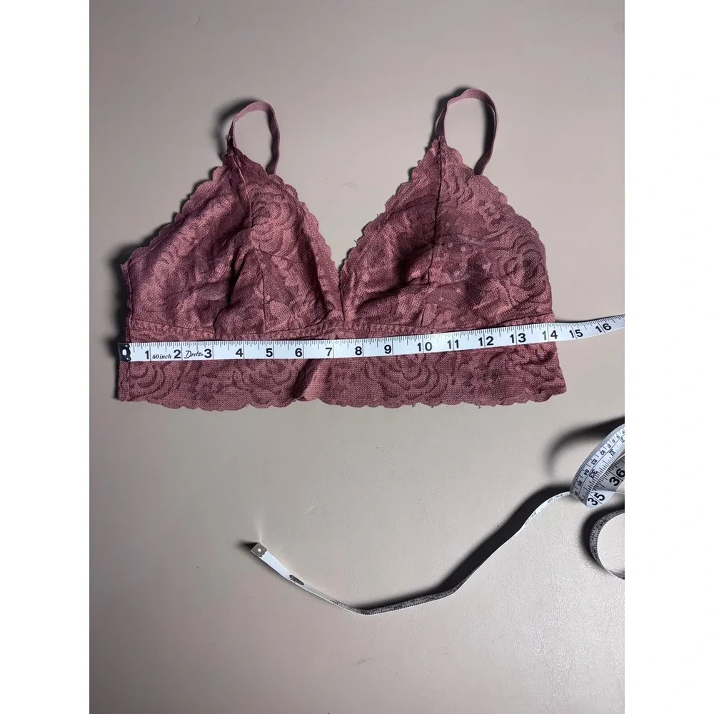 PINK Victoria's Secret Lace Bralette Bra Rose Mauve Plunge V-Neck Pullover Large